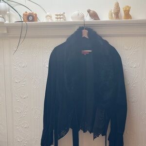 Black Faux Fur Trim Jacket